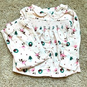 Janie & Jack Size 3T winter pj set. Super cute with ballerinas & smocking on top